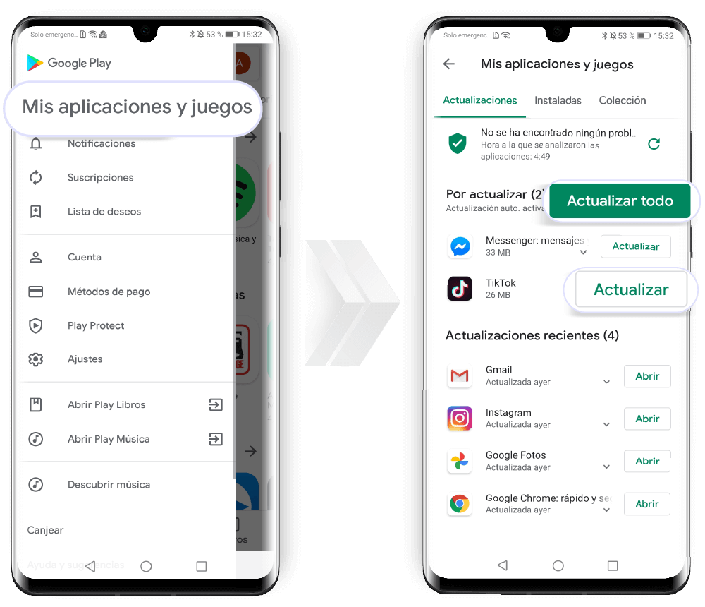 Cómo actualizar las aplicaciones de tu móvil Android en Google Play con la última versión