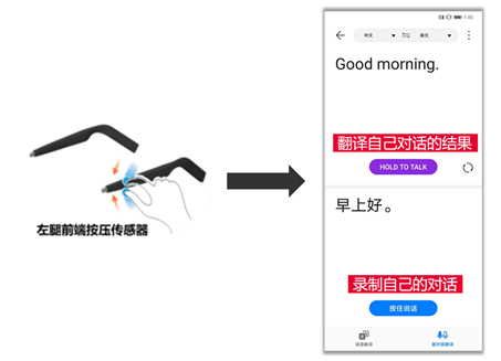 华为智能眼镜按捏面对面翻译功能 | 华为官网