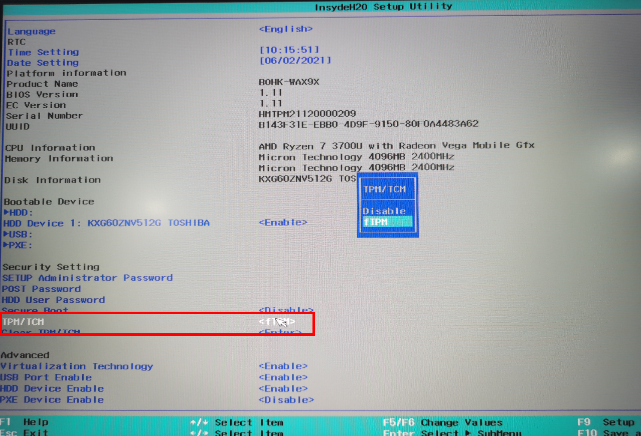 Tpm 2.0 enabled secure boot enabled. Биос Хуавей. BIOS Huawei MATEBOOK. Huawei MATEBOOK D 16 BIOS. FTPM что это в биосе.