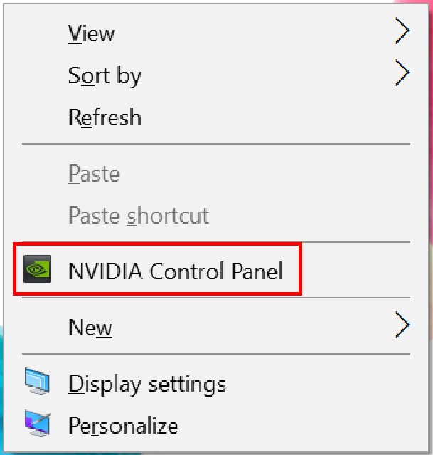 nvidia control panel shortcut