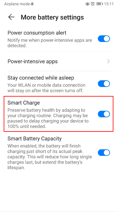 how to turn off battery fully charged notification