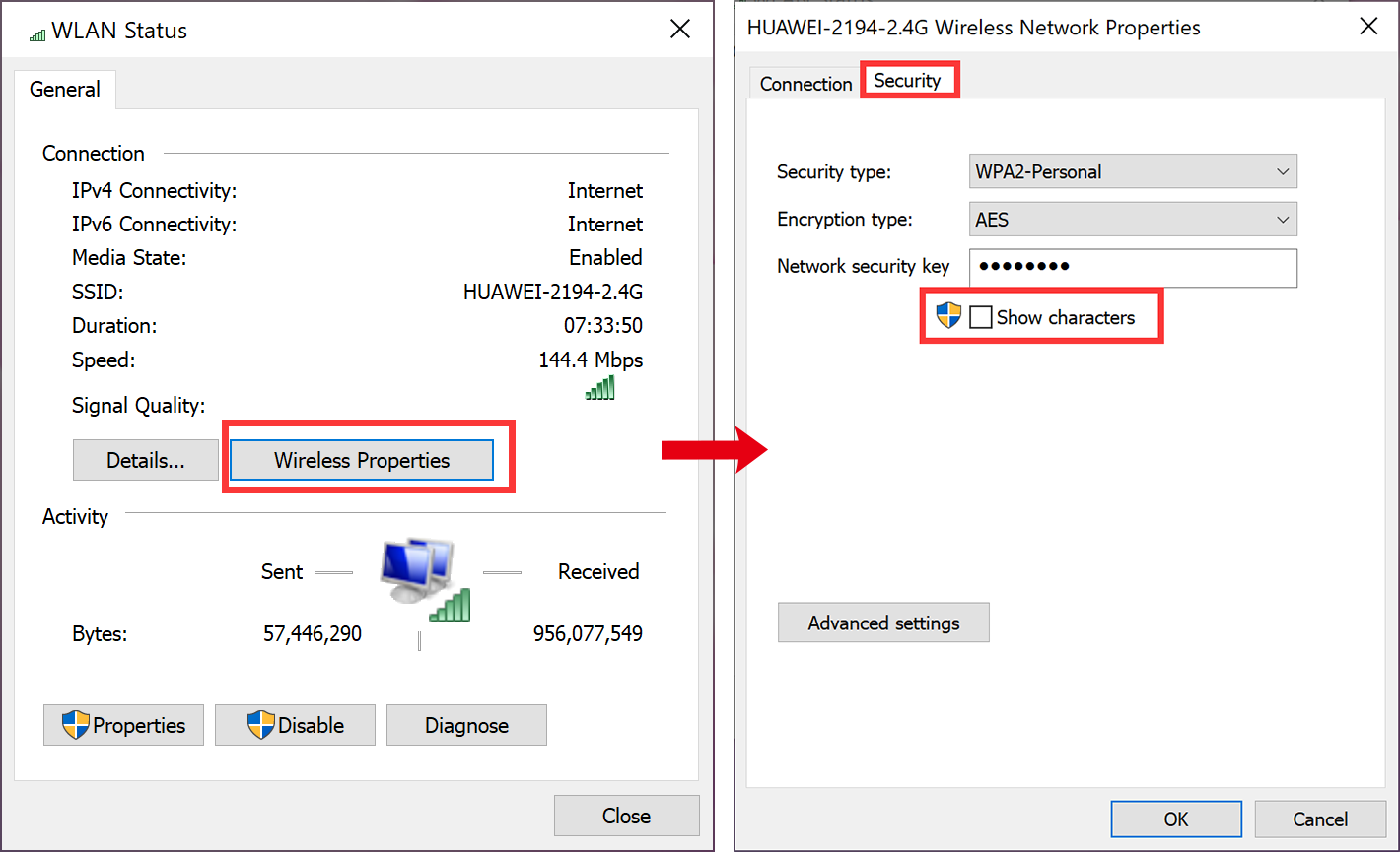 how to find home wifi password from pc