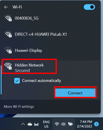 How can I connect my Windows 11 OS computer to a hidden wireless