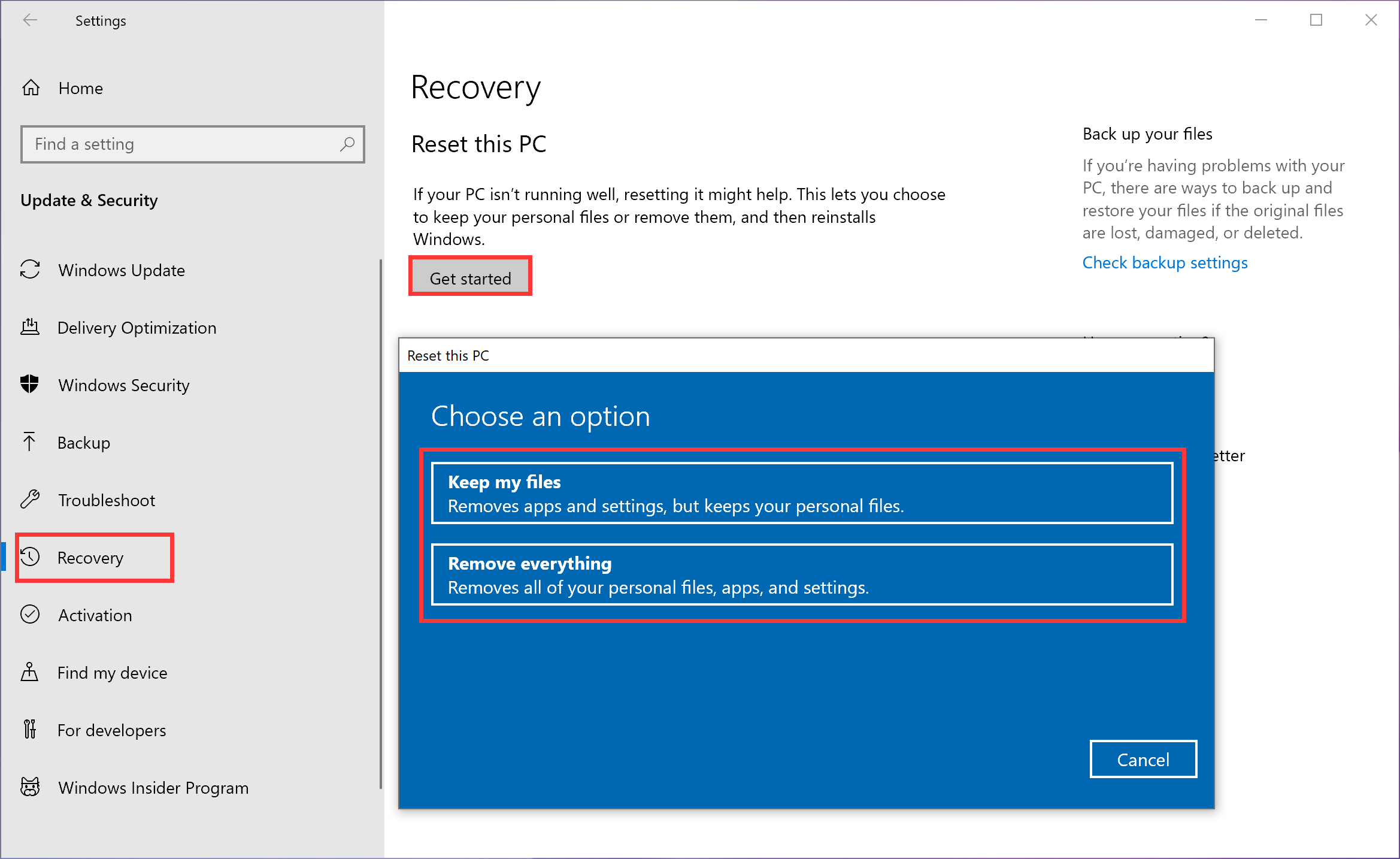 what to backup before factory reset pc