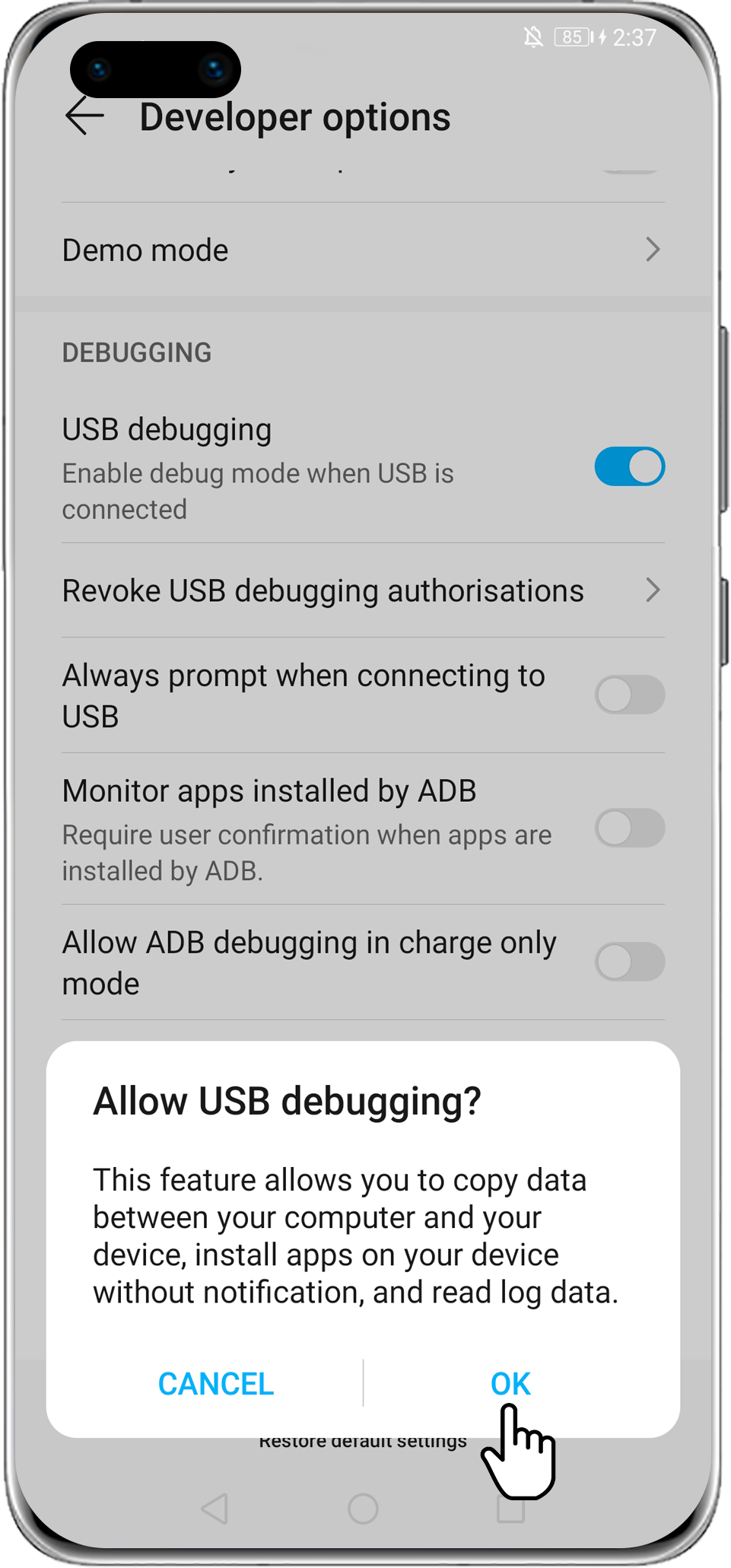 adb or usb debug tool