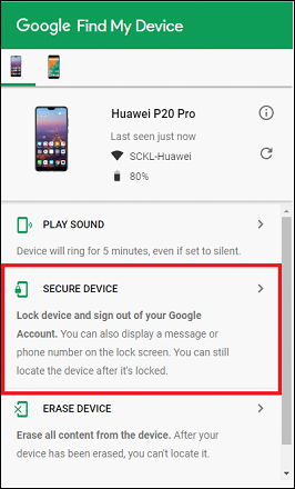 google find my device huawei