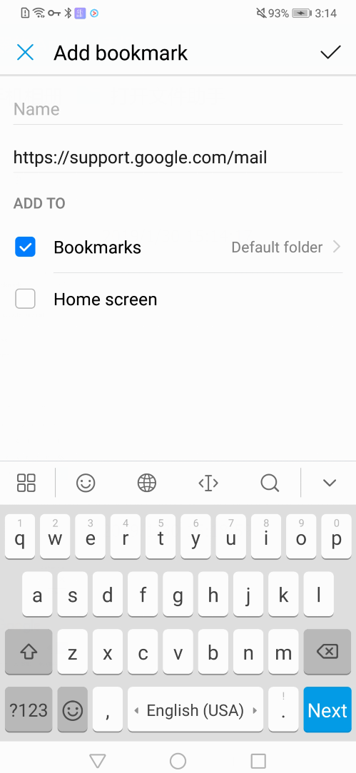 how to create a bookmark folder in tablet