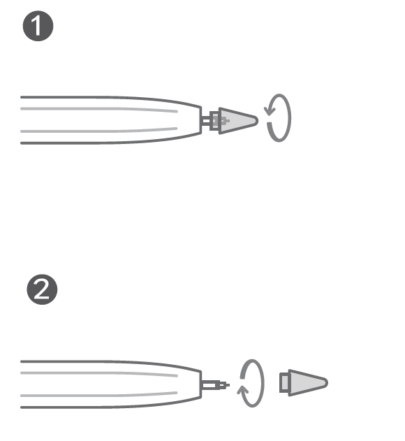 Inserting and replacing the stylus tip of the HUAWEI M-Pencil