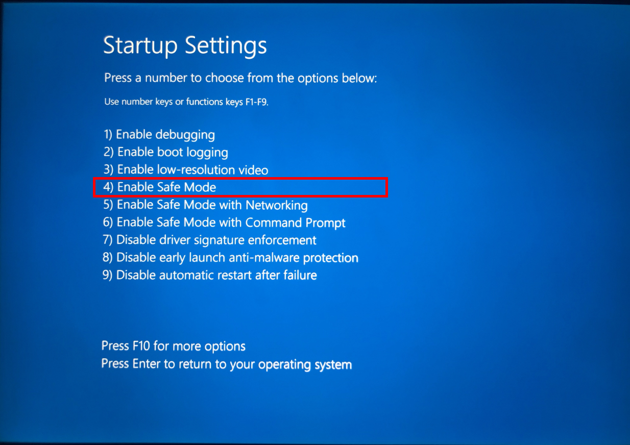 how to enter safe mode from startup