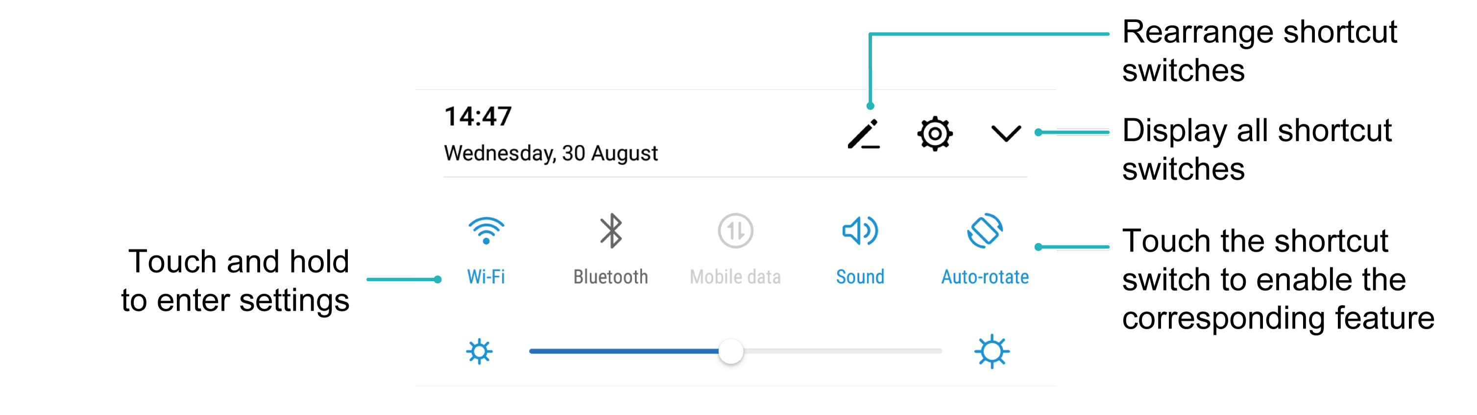 Use Shortcut Switches To Quickly Enable Frequently Used Features Enable Or Disable Quick Switch Enable Notification Panel Quick Switch Huawei Support India